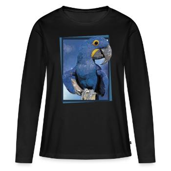 Hyacinth Macaw - Women's Premium Organic Long Sleeve Shirt - black - Front - Julia (174cm)