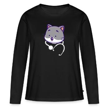 Stéthoscope mignon - T-shirt manches longues Premium bio Femme - noir - Devant - Julia (174cm)