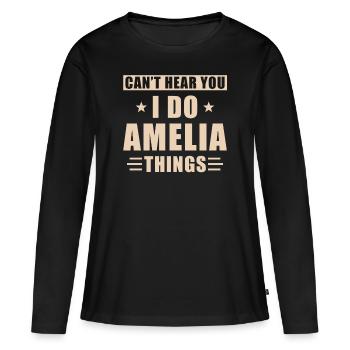 Amelia things - Women's Premium Organic Long Sleeve Shirt - black - Front - Julia (174cm)