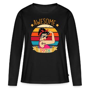 Extraordinary Woman Mom or Best Friend 1978 - Women's Premium Organic Long Sleeve Shirt - black - Front - Julia (174cm)