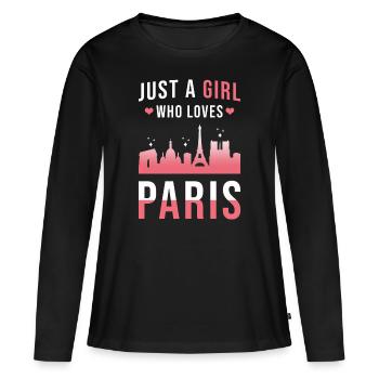 Paris - T-shirt manches longues Premium bio Femme - noir - Devant - Julia (174cm)