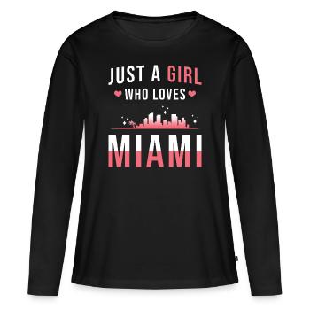 Miami - T-shirt manches longues Premium bio Femme - noir - Devant - Julia (174cm)