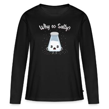 Jeu de mots salé - T-shirt manches longues Premium bio Femme - noir - Devant - Julia (174cm)