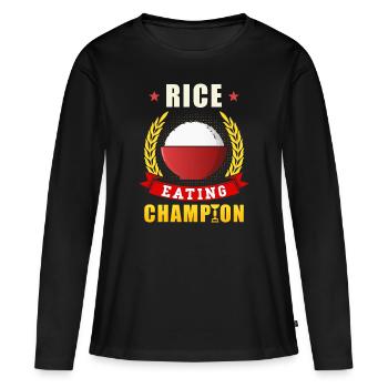 Champion du riz - T-shirt manches longues Premium bio Femme - noir - Devant - Julia (174cm)
