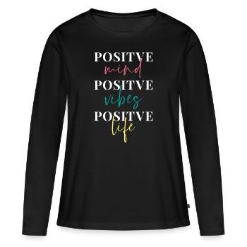 Dicton de la pensée positive - T-shirt manches longues Premium bio Femme - noir - Devant - Julia (174cm)