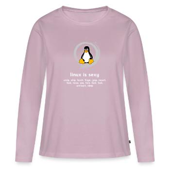 Admin Ordinateur pc programmeur Code du système - T-shirt manches longues Premium bio Femme - rose poudré - Devant - Julia (174cm)
