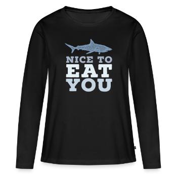 Hai Wortspiel Agréable de vous manger - T-shirt manches longues Premium bio Femme - noir - Devant - Julia (174cm)