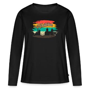 Amsterdam - T-shirt manches longues Premium bio Femme - noir - Devant - Julia (174cm)