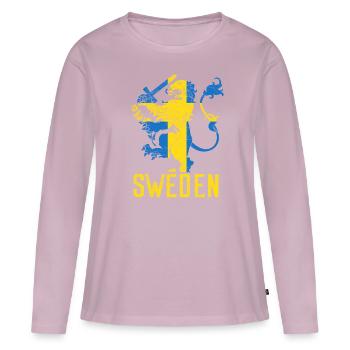 Armoiries de la Suède - T-shirt manches longues Premium bio Femme - rose poudré - Devant - Julia (174cm)