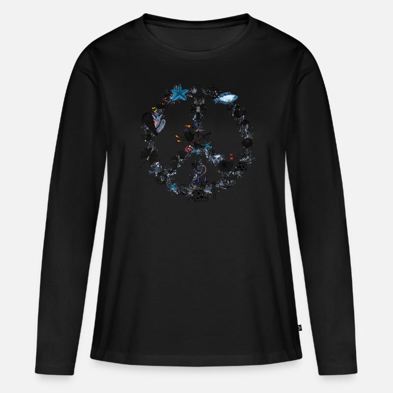 Peace - Frauen Premium Bio Langarmshirt - Schwarz