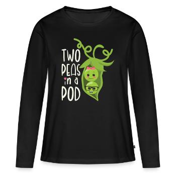 Two Peas in a Pod Valentinstag Verliebt Erbse - Frauen Premium Bio Langarmshirt - Schwarz - Vorne - Julia (174cm)