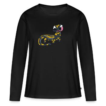 Salamandre de feu Kawaii - T-shirt manches longues Premium bio Femme - noir - Devant - Julia (174cm)