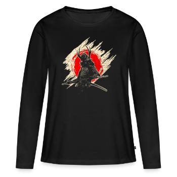 Samouraï - T-shirt manches longues Premium bio Femme - noir - Devant - Julia (174cm)