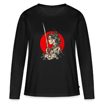 Guerrier japonais - T-shirt manches longues Premium bio Femme - noir - Devant - Julia (174cm)