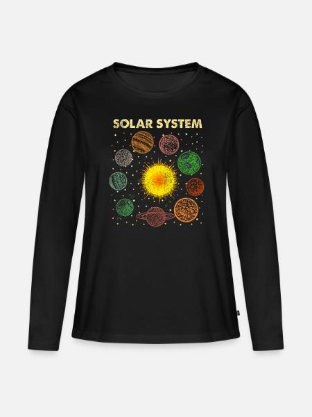 Sonnensystem - Premium økologisk langærmet T-shirt til kvinder - sort