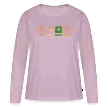 Calabaza - Camiseta ecológica prémium de manga larga para mujer - rosa viejo - delante - Julia (174cm)