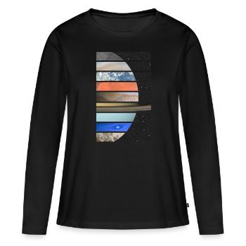 Planètes du système solaire - T-shirt manches longues Premium bio Femme - noir - Devant - Julia (174cm)