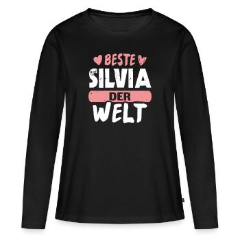 Beste Silvia der Welt - Frauen Premium Bio Langarmshirt - Schwarz - Vorne - Julia (174cm)