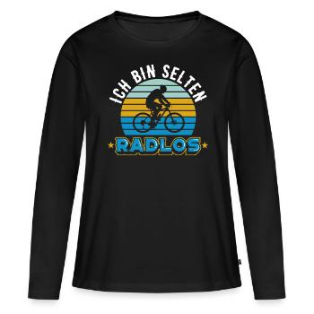 Fahrrad | Ich bin selten Radlos - Frauen Premium Bio Langarmshirt - Schwarz - Vorne - Julia (174cm)