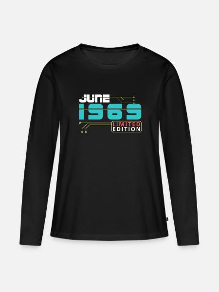 June 1969 - Geburtstag im Juni - Frauen Premium Bio Langarmshirt - Schwarz