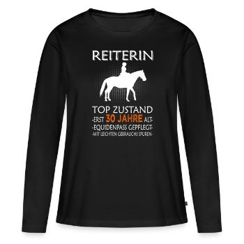 Reiterin & Pferd - 30. Geburtstag - Frauen Premium Bio Langarmshirt - Schwarz - Vorne - Julia (174cm)