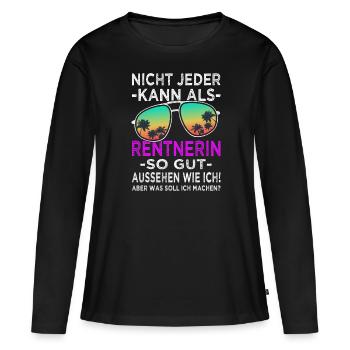 Rentnerin Rente - Geschenk Rentenbeginn Frauen - Frauen Premium Bio Langarmshirt - Schwarz - Vorne - Julia (174cm)