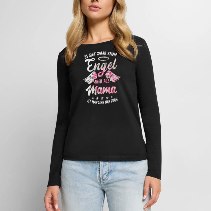 Mama Engel Mutter Spruch Muttertag Frauen Premium Bio Langarmshirt