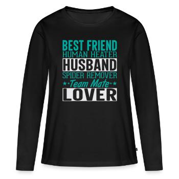 Meilleur ami, meilleur mari - T-shirt manches longues Premium bio Femme - noir - Devant - Julia (174cm)