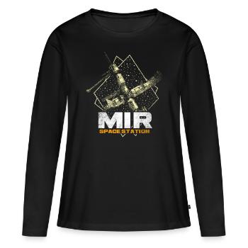 Station spatiale Mir - T-shirt manches longues Premium bio Femme - noir - Devant - Julia (174cm)