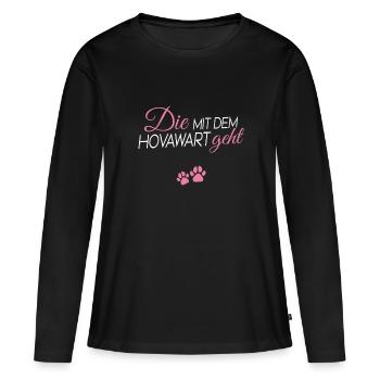 Die mit dem Hovawart geht - Frauen Premium Bio Langarmshirt - Schwarz - Vorne - Julia (174cm)