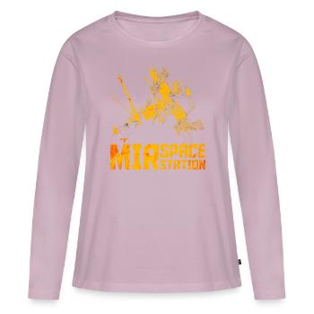 Station spatiale Mir - T-shirt manches longues Premium bio Femme - rose poudré - Devant - Julia (174cm)