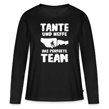 Tante & Neffe das perfekte Team - Frauen Premium Bio Langarmshirt - Schwarz - Vorne - Julia (174cm)