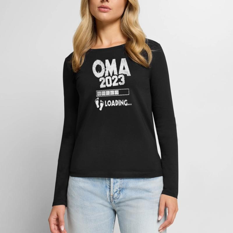 Werdende Oma 2023 Loading Nachwuchs Großmutter Frauen Premium Bio Langarmshirt
