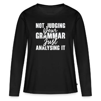 English Grammar Police Teacher Student Grammar - Women's Premium Organic Long Sleeve Shirt - black - Front - Julia (174cm)