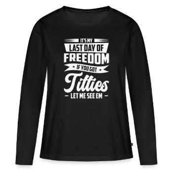 Célibataire Drinking Freedom Titties - T-shirt manches longues Premium bio Femme - noir - Devant - Julia (174cm)