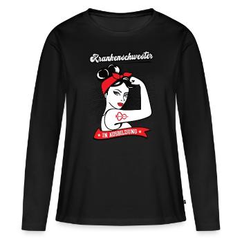 Krankenschwester in Ausbildung Azubi Pflegekraft - Frauen Premium Bio Langarmshirt - Schwarz - Vorne - Julia (174cm)