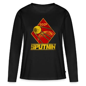 Spoutnik Satellite Union soviétique - T-shirt manches longues Premium bio Femme - noir - Devant - Julia (174cm)