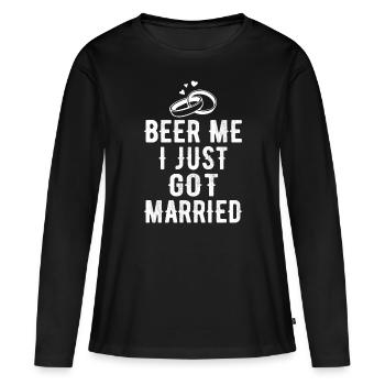 Je viens de me marier - T-shirt manches longues Premium bio Femme - noir - Devant - Julia (174cm)