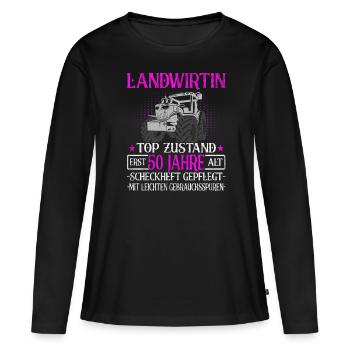 Landwirtin 50 Jahre - Landwirtschaft - Bauernhof - Frauen Premium Bio Langarmshirt - Schwarz - Vorne - Julia (174cm)