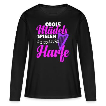 Harfe spielen | Harfen Musik | Harfe - Frauen Premium Bio Langarmshirt - Schwarz - Vorne - Julia (174cm)