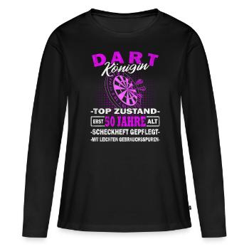 Dartkönigin erst 50 Jahre - Dartspielerin - Dart - Frauen Premium Bio Langarmshirt - Schwarz - Vorne - Julia (174cm)