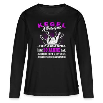 Kegelkönigin - Pudelkönigin - Kegeln - Kegelverein - Frauen Premium Bio Langarmshirt - Schwarz - Vorne - Julia (174cm)