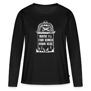 Roméo Gothic Bones Squelette Roses Mort Tombe - T-shirt manches longues Premium bio Femme - noir - Devant - Julia (174cm)