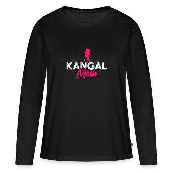 Maman Kangal - T-shirt manches longues Premium bio Femme - noir - Devant - Julia (174cm)