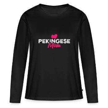Pekingese mom - Women's Premium Organic Long Sleeve Shirt - black - Front - Julia (174cm)
