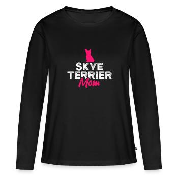 Skye Terrier mom - Frauen Premium Bio Langarmshirt - Schwarz - Vorne - Julia (174cm)