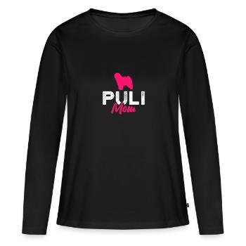Puli maman - T-shirt manches longues Premium bio Femme - noir - Devant - Julia (174cm)