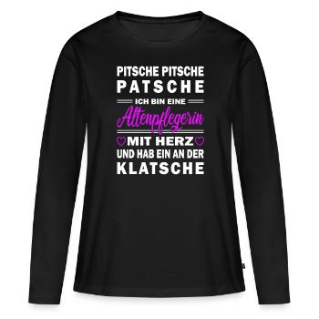 Altenpflegerin - Pflegekraft - Pflegerin - Frauen Premium Bio Langarmshirt - Schwarz - Vorne - Julia (174cm)