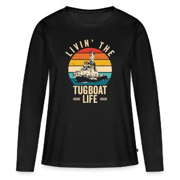 Remorqueur à voile Remorqueur Bateau de sauvetage Navire - T-shirt manches longues Premium bio Femme - noir - Devant - Julia (174cm)
