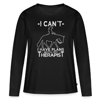 Équitation Western - Cavalier Western - Cheval Western - T-shirt manches longues Premium bio Femme - noir - Devant - Julia (174cm)